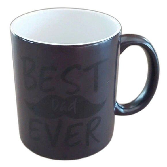 Best Dad Ever Mustache Ceramic Mug Heat Changing Father's Day Gift - Picture 3 of 7